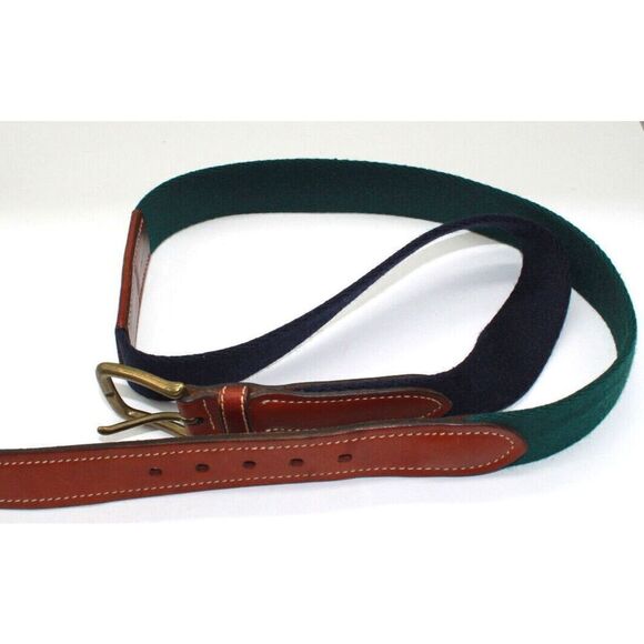 VTG Tommy Hilfiger Men Colorblock Belt Blue Green Brown Leather Genuine Size 40 - Picture 3 of 5